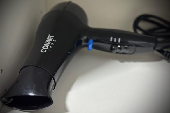 Hairdryer provided in the bathroom at Villa Sunrise, Flamingo Bay Villas Aruba.