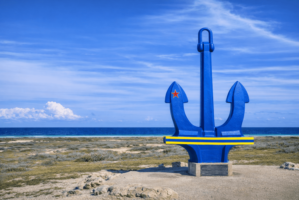 aruba-blue-anchor-coastal-landmark.jpg Blue Anchor monument on Aruba’s scenic coastline, a well-known landmark near San Nicolas and a stop when exploring the island.