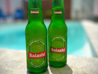 Two Balashi beers by the private pool at Villa Sunrise, Flamingo Bay Villas Aruba.